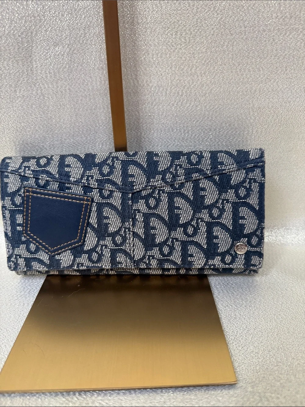 Dior Oblique Blue Patterned Women's Long Wallet